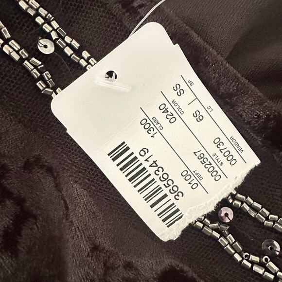 Christopher & Banks Black Velvet Top Beaded Whimisgoth Goth Witchy Boho Size XL - Picture 6 of 9